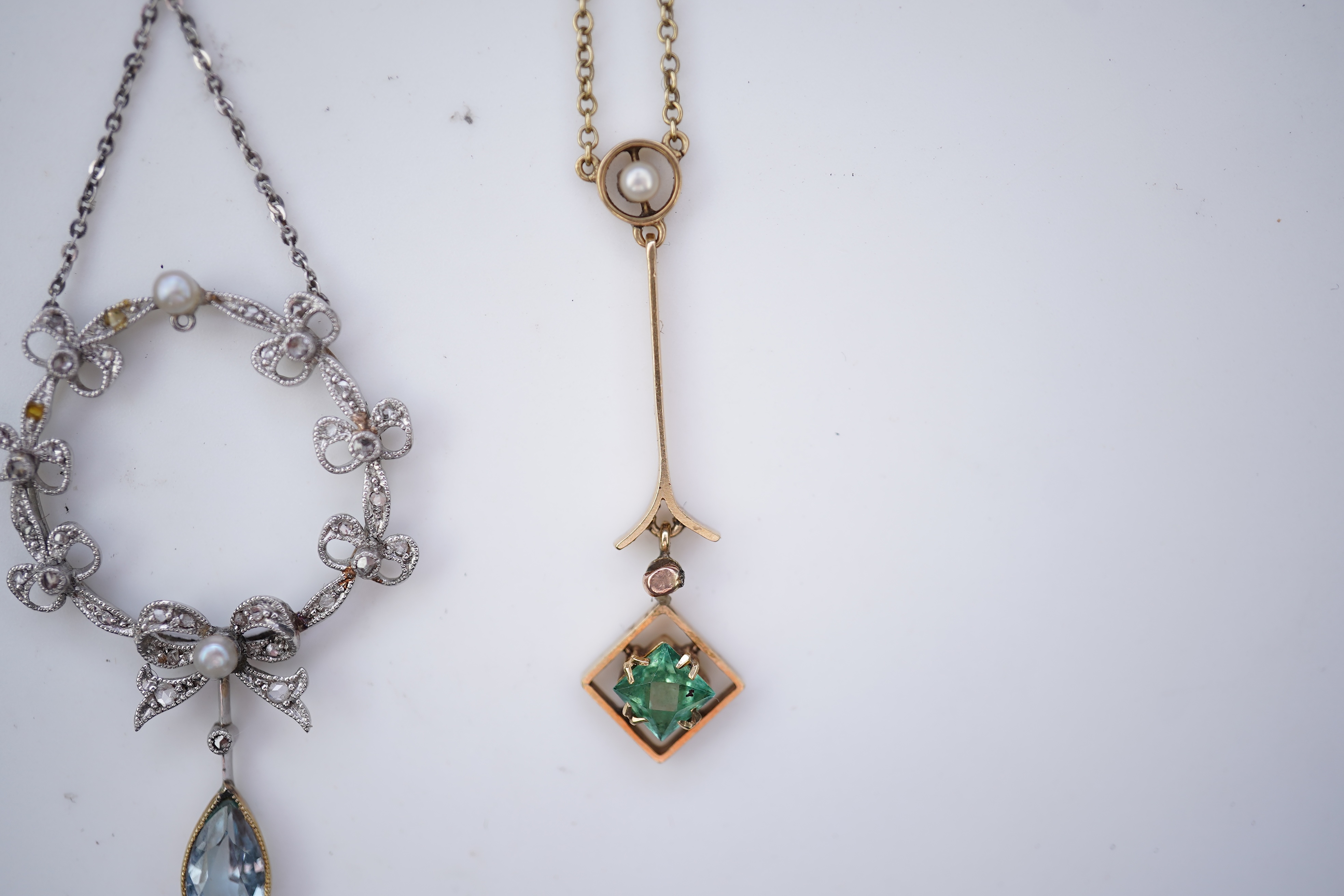 Three Edwardian gem-set pendants, early 20th century